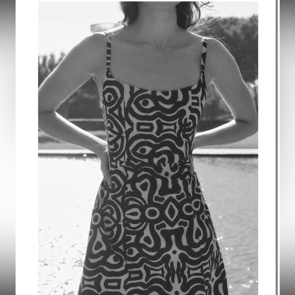 ZARA Linen Printed Dress - Picture 2 of 6